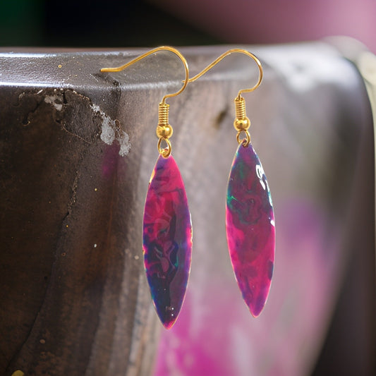 Purple Marble Mini Navette Lures of Love Earrings