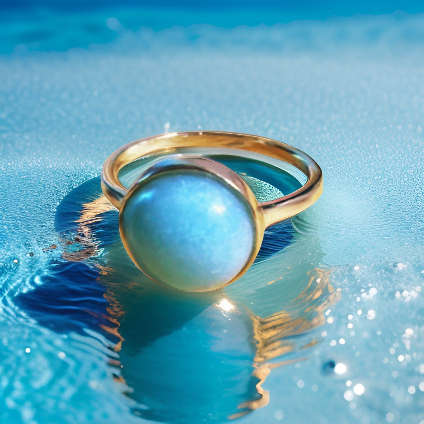 Turquoise Gemstone Round Ring