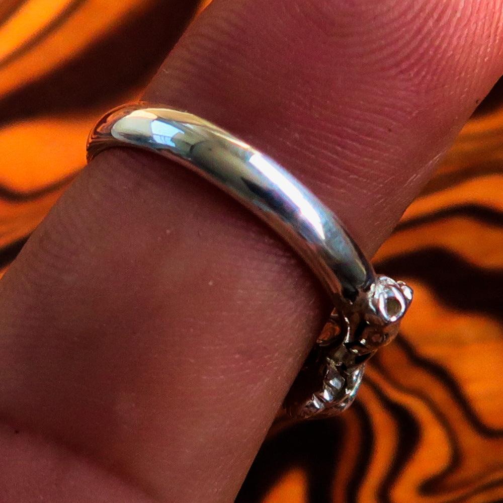 Sterling Silver Rose Moonstone Ring - Oval Gemstone Solitaire