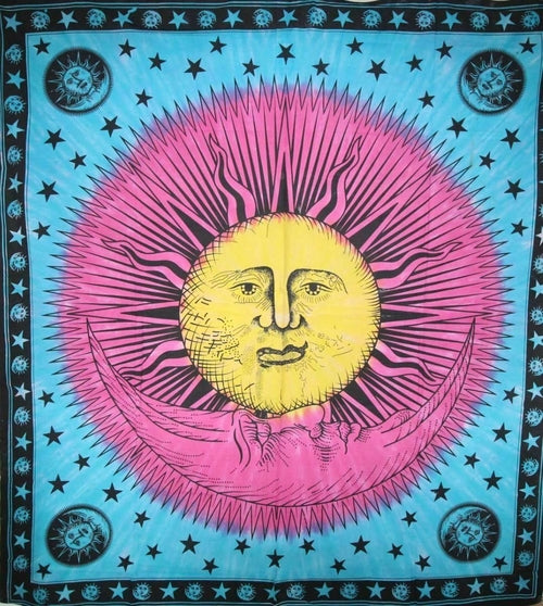 Divine Sun & Crescent Moon Tapestry