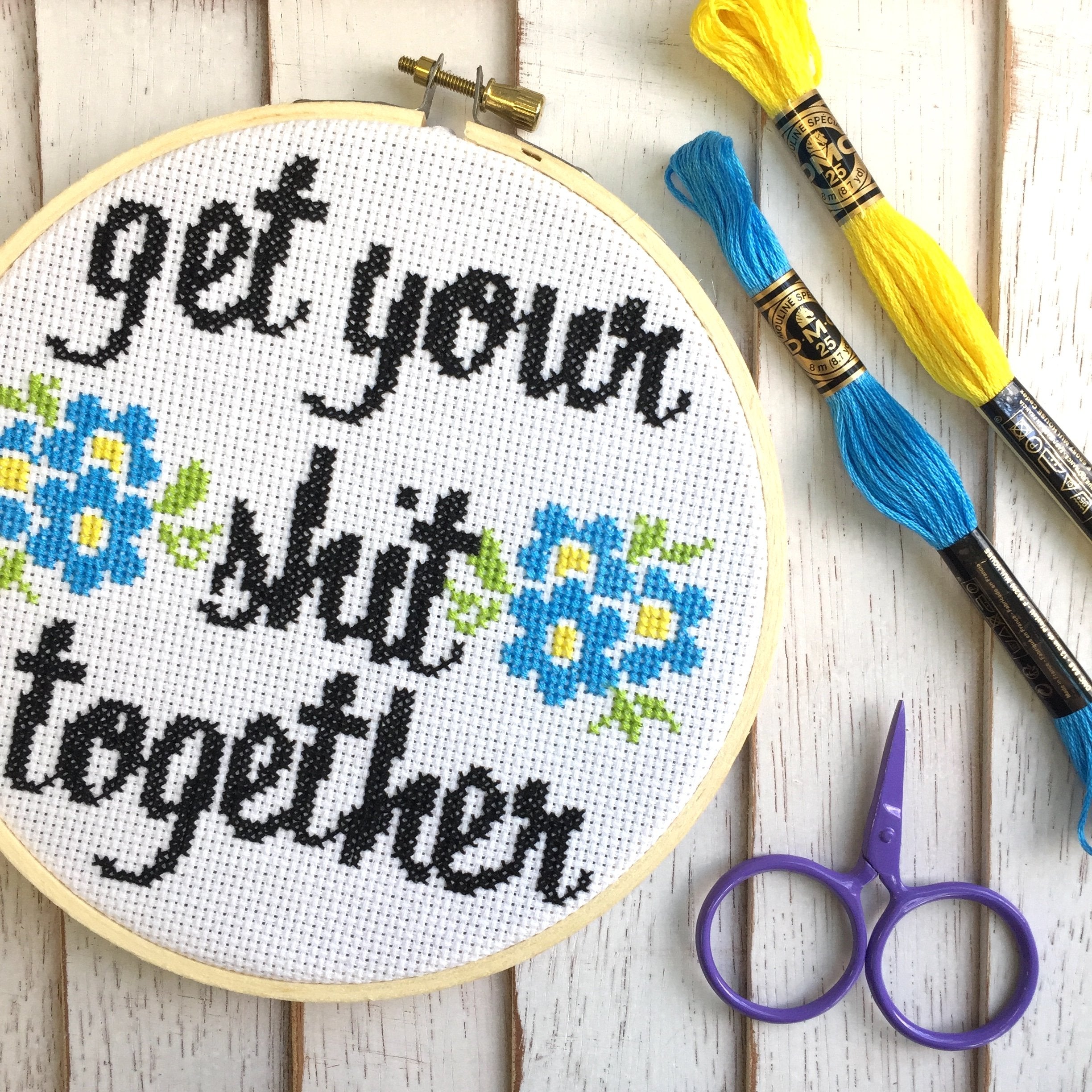Get Your Shit Together Counted Cross Stitch DIY KIT Intermediate