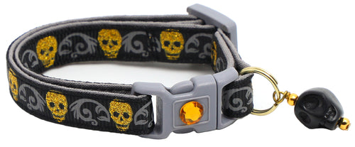 Gold Glitter Skulls Breakaway Cat Collar