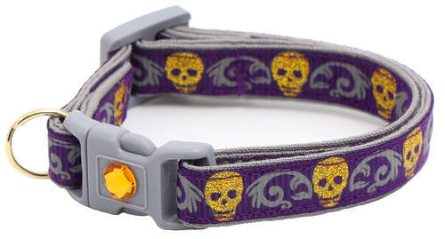 Gold Glitter Skulls Breakaway Cat Collar