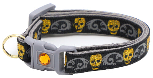 Gold Glitter Skulls Breakaway Cat Collar