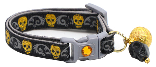 Gold Glitter Skulls Breakaway Cat Collar