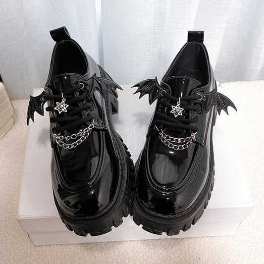 Metal Chain Platform Lolita Gothic Shoes Woman 2023 Spring College