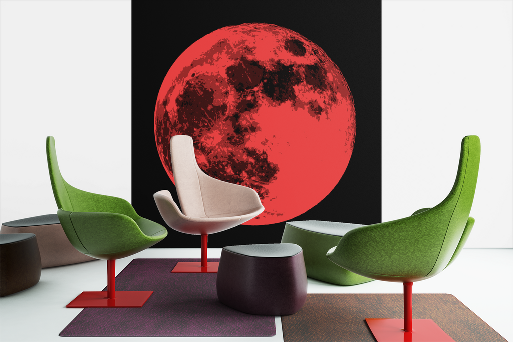 Mystic Moon Pop Art Canvas Print Bold Colorful Full Moon For Modern Home Decor Enthusiasts