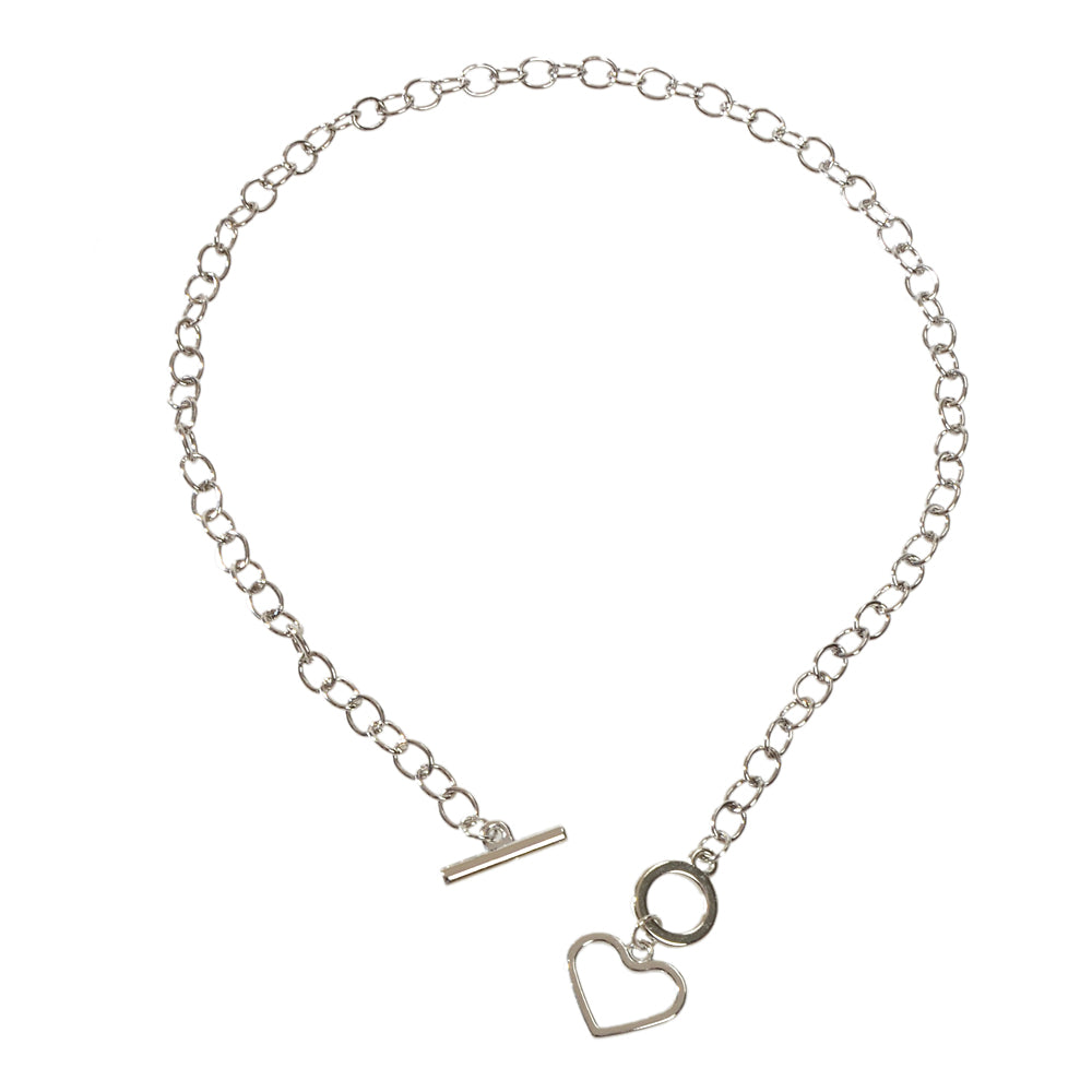 Minimalist Jewellery Silver Link Heart Pendant Necklace Women Punk