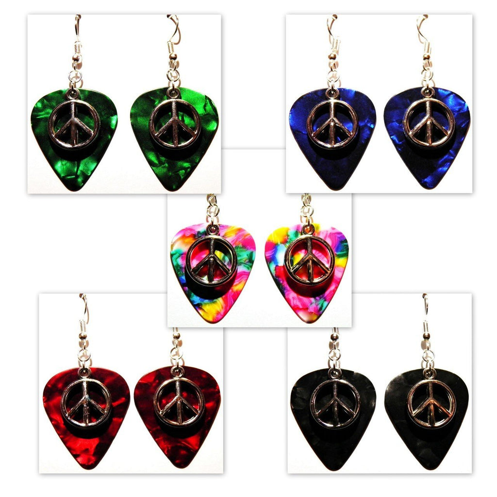 Handmade Guitar Pick Earrings | Peace