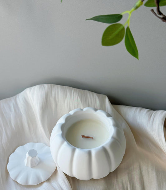 Handcrafted Jesmonite Pumpkin Candle – Art Meets Aroma