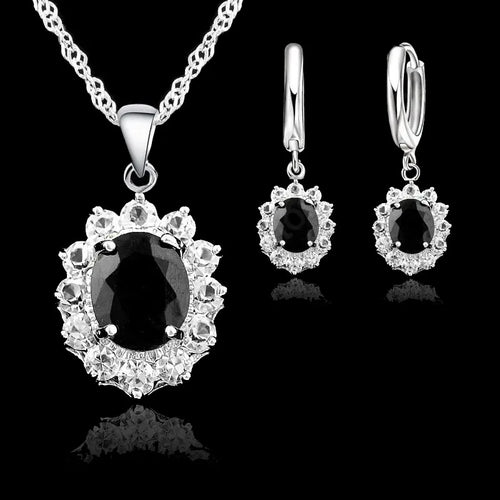 Elegant Princess Wedding Engagement Necklace Earrings  Jewelry Sets