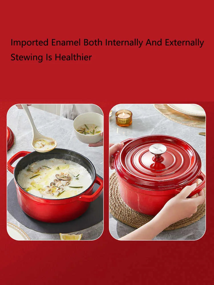 Cooker King Cast Iron Enamel Nonstick Pot For Stew And Soup Eco Friendly Induction And Gas Compatible Mystic Home Cooks