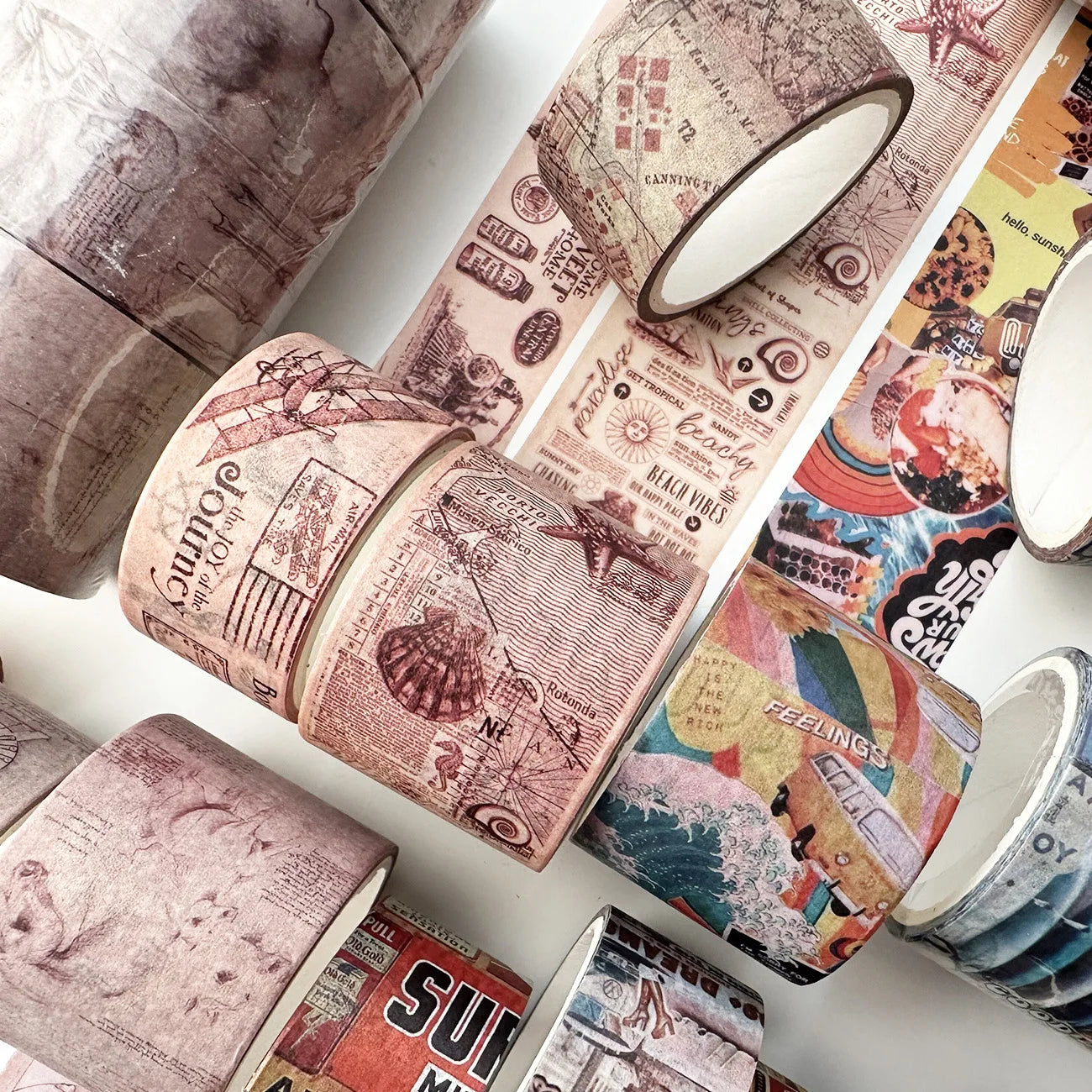 4Pcs Retro Washi Tapes Scrapbooking Map Decorative Adhesive Tape