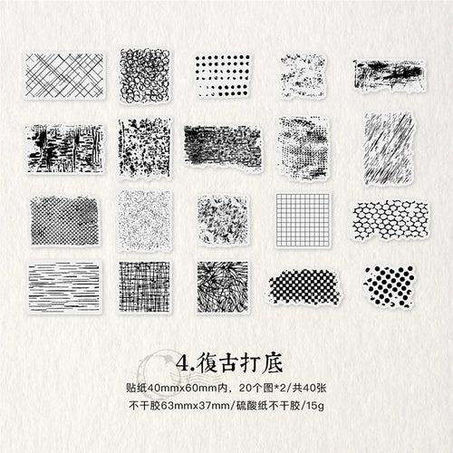 Yoofun 40pcs Retro Black and White Stickers DIY Label Creative Half