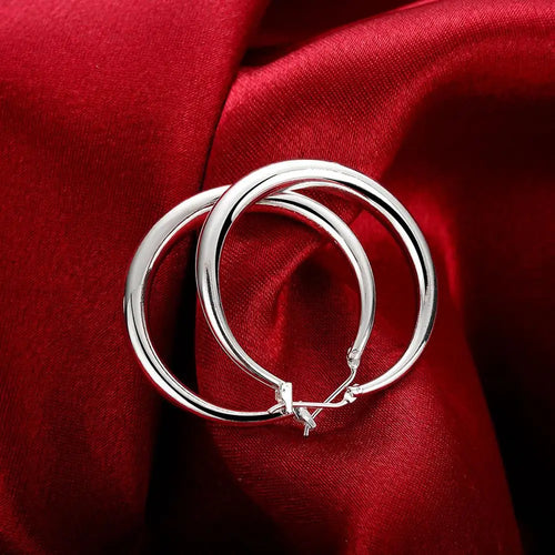 Top Quality 925 Sterling Silver Earrings Simple Round Circle Hoop