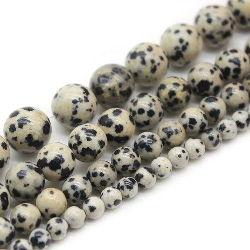Natural Stone Dalmation Jasper Round Loose Bead 15" Strand 6 8 10 MM