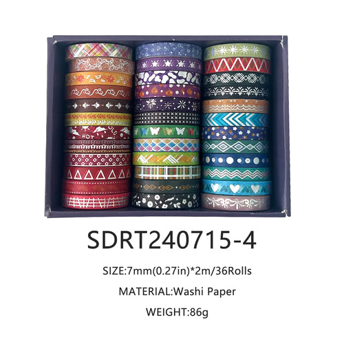 Washi Tape Golden Foil Gothic Set Of 36 Slim 7mm Tapes Each 200cm For Crafters And Scrapbookers