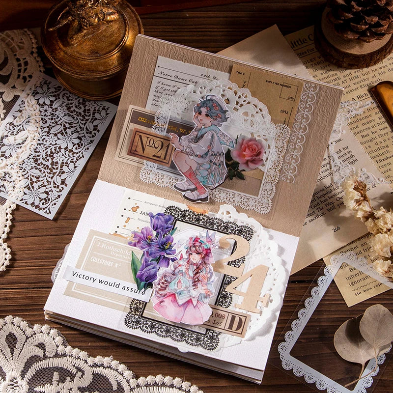 30 Pieces Lace Stickers For Scrapbooking Diary Album Handmade Decorative Craft Supplies