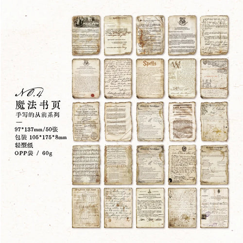 JIANQI 50pcs Vintage Decor Scrapbooking Materials Paper Combo Kit DIY