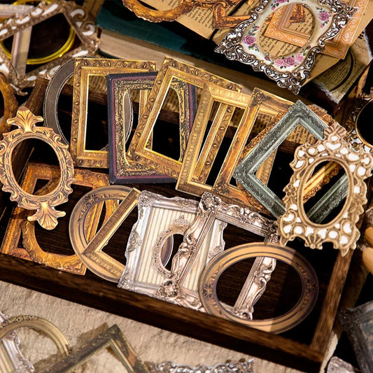 Journamm 30pcs/pack Vintage Cutout Frame Decor Paper Junk Journal DIY