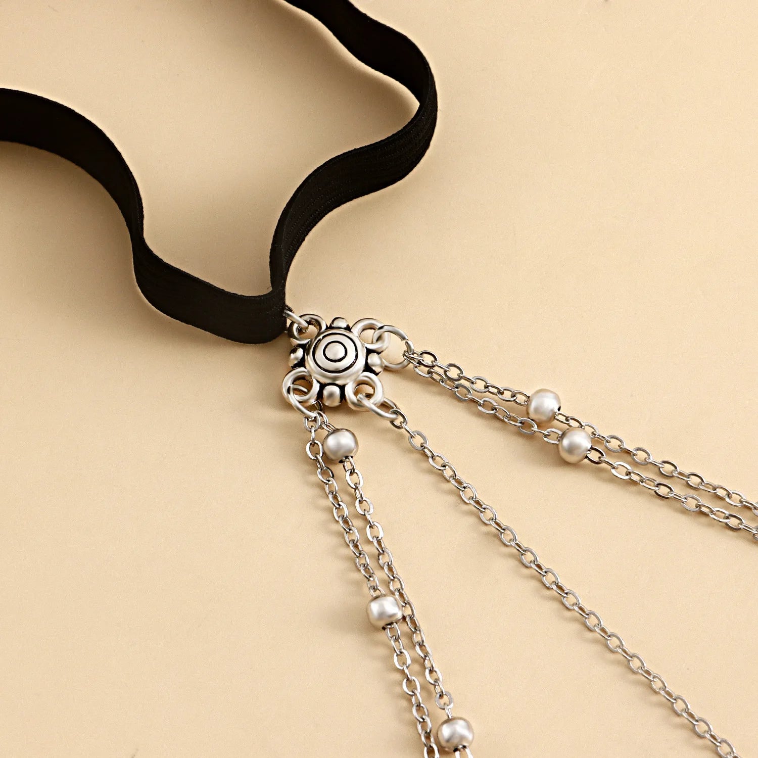 Double Layer Beads Leg Chain Sex Silver Color Metal Crescent Pendant