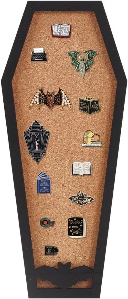 Coffin Bat Cork Board Pinboard 11.2 By 4.7 Inch Dual Display Wall Or Tabletop Gothic Bulletin