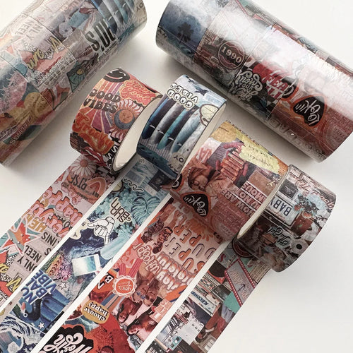 4Pcs Retro Washi Tapes Scrapbooking Map Decorative Adhesive Tape