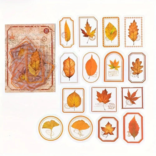 30pcs Vintage Flower Plant Leaf Hand Account DIY Decorative Sticker