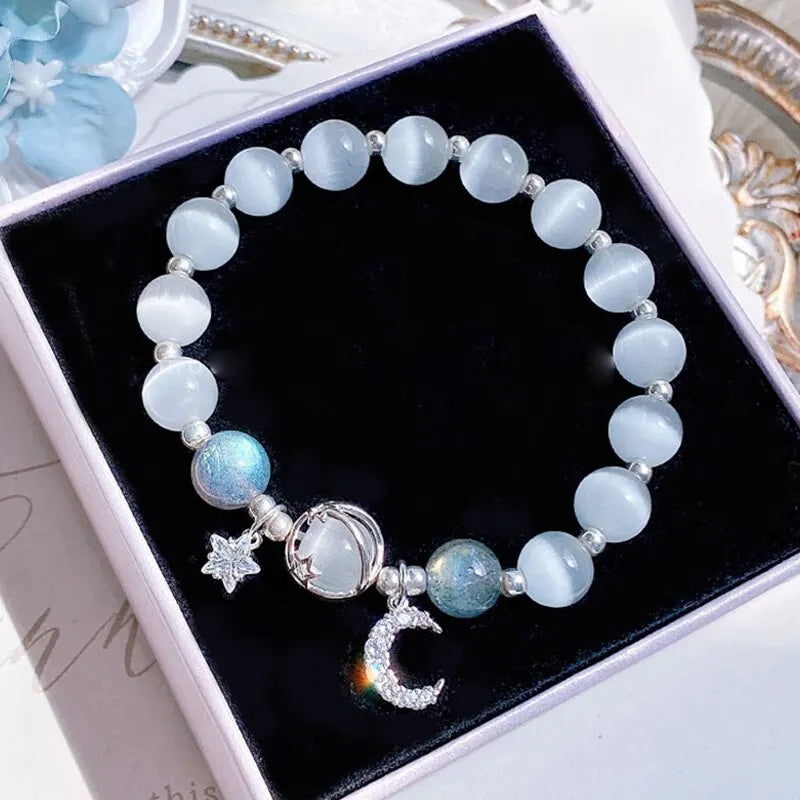 Blue Purple Color Opal Stone Bracelet For Women Girls Shiny Crystal
