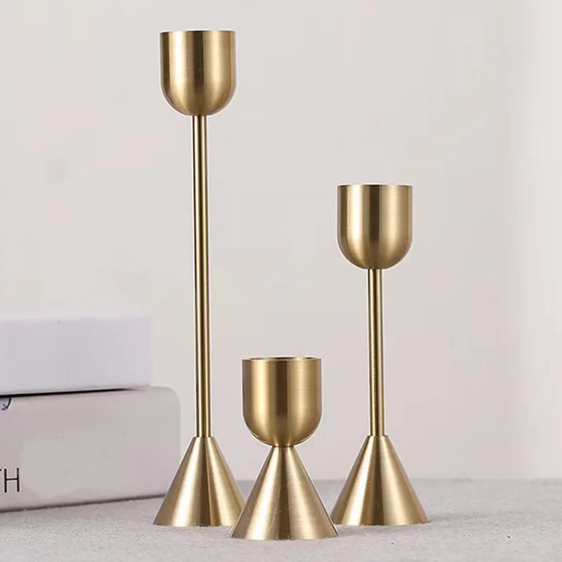 Luxury Golden Color Metal Candle Holders Candlestick Wedding Table