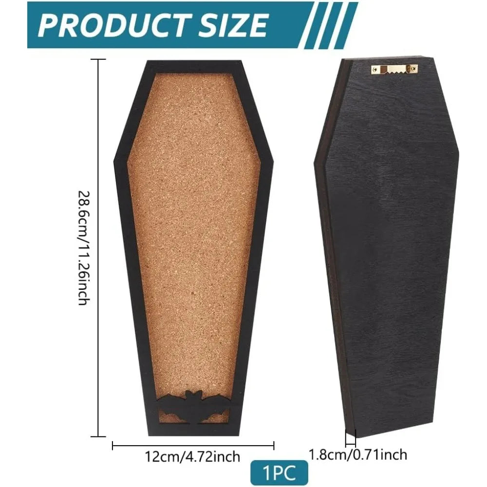Coffin Bat Cork Board Pinboard 11.2 By 4.7 Inch Dual Display Wall Or Tabletop Gothic Bulletin