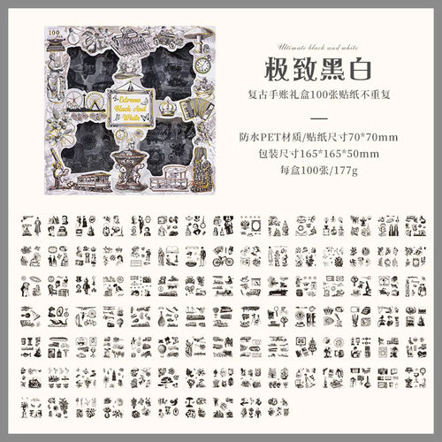 100 Pieces Large Box Stickers Vintage Butterfly Flowers Plant Decorative for Crafts and Scrapbooking