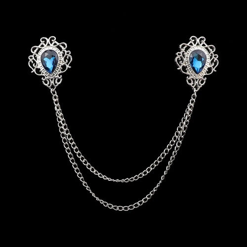 Fashion Gentleman Tassel Brooch For Men Suit Shirt Collar Crystal