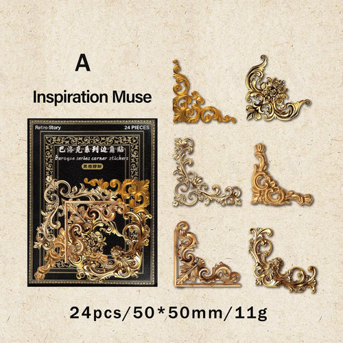 24 Piece Pack Vintage Corner Stickers Retro Hollowed Out Photo Frames For Photos And Crafts