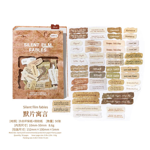 JIANQI 50 pcs Vintage English letter Stickers Specialty paper material