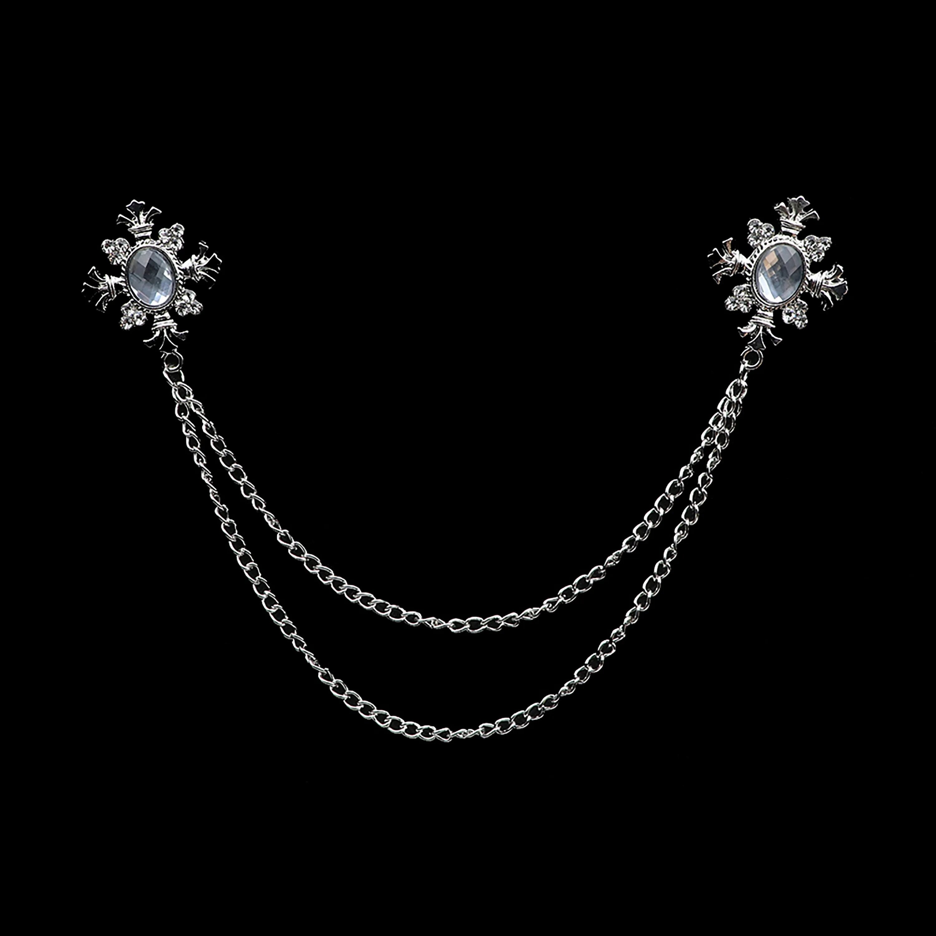 Fashion Gentleman Tassel Brooch For Men Suit Shirt Collar Crystal