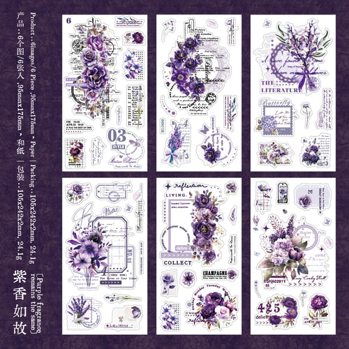 Journal GO 6pcs Flower Shadow Decorative Sticker Fresh Plant Flowers