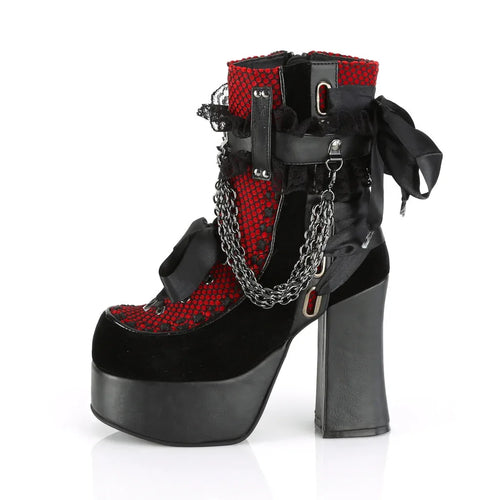 Gothic Style Chain Lace Up Bow Women Short Boots Retro Round Toe