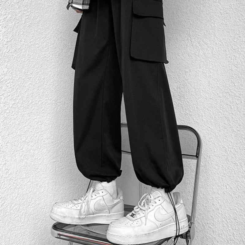 Fashion brand Japanese loose straight leg workwear pants for men's