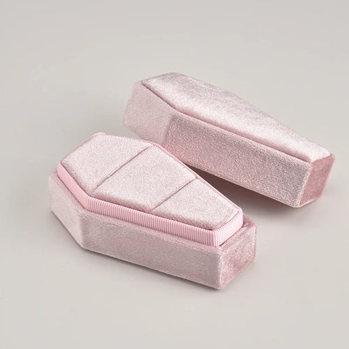 TAIMY Gothic Mini Coffin Ring Jewelry Box Detachable Lid Double Ring