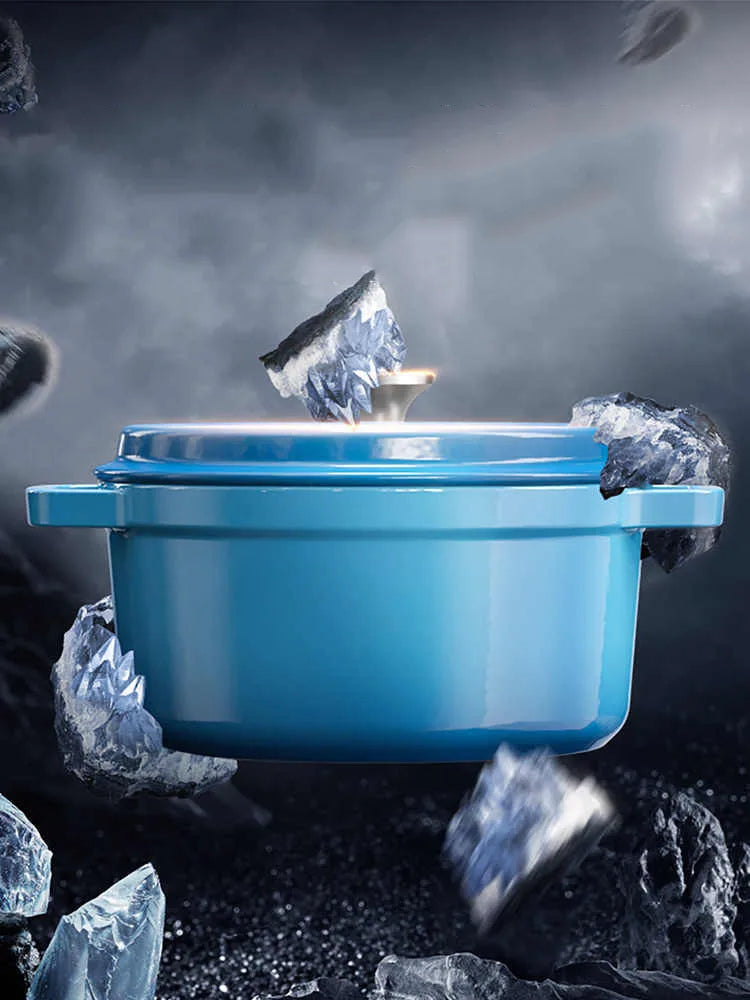 Cooker King Cast Iron Enamel Nonstick Pot For Stew And Soup Eco Friendly Induction And Gas Compatible Mystic Home Cooks