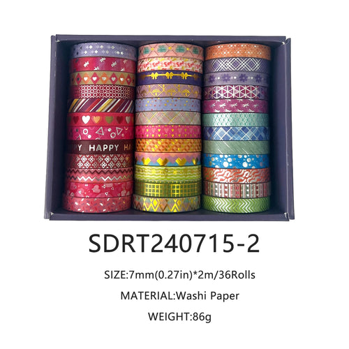 Washi Tape Golden Foil Gothic Set Of 36 Slim 7mm Tapes Each 200cm For Crafters And Scrapbookers