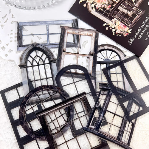 JIANQI 11 Pcs/Pack Retro Gate Stickers Decorative Scrapbooking Collage