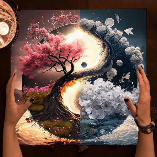 Tree Of Life Tarot Card Tablecloth Moon Phase Plants Table Cloth For