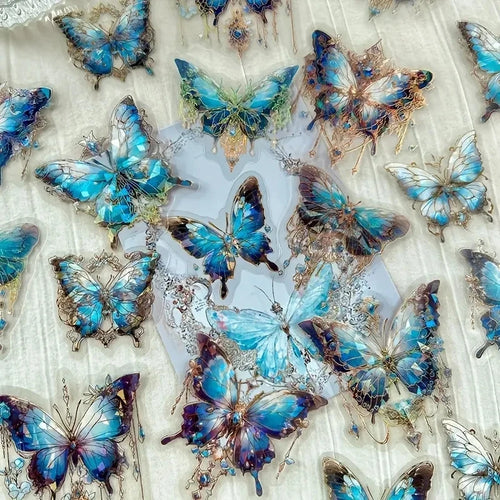 20 Pieces Butterfly Decorative PET Stickers for DIY Projects and Retro Handbook Craft Material