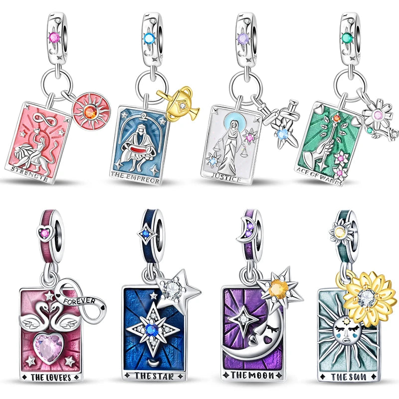 925 Sterling Silver Classic Sun Moon Stars Magic Tarot Charms Pendants