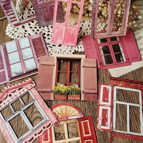10 Pcs Laser Hollow Doors and Windows Stickers for Junk Journals Planners and Creative DIY Projects