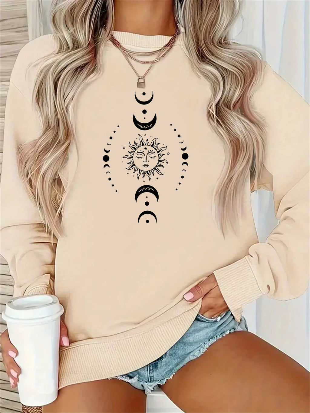 women Hoodies Celestial Moon Sweatshirt Women's Celestial Moon & Stars