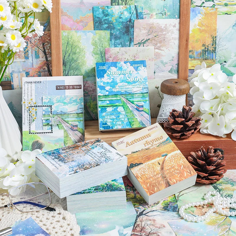 200 sheet Four Seasons Landscape material paper Decor Diary Album