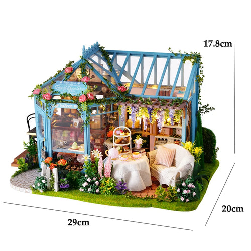 Wooden Flower Garden Doll House DIY Garden House Book Nook Shelf